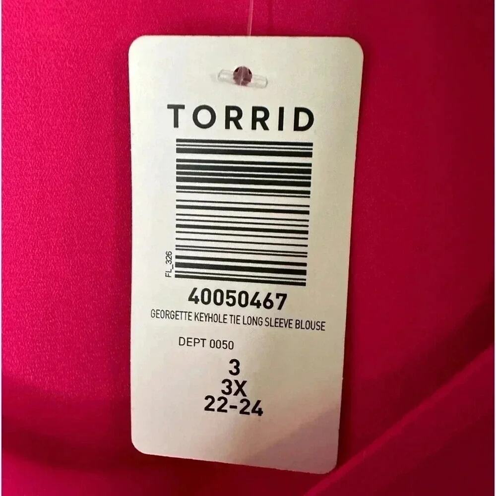 Torrid Womens Blouse Keyhole Long balloon Sleeve pink career wear plus size - Picture 8 of 14